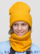 Комплект зимний для девочки шапка+снуд Татьяна (Цвет желтый), размер 56-58