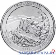 США 1/4 доллара (25 центов, квотер) 2014 D — "Национальный парк Шенандоа" (22-й парк)