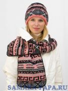 Комплект зимний женский шапка+шарф Зима (Цвет коралловый)