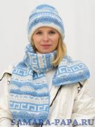 Комплект зимний женский шапка+шарф Зима (Цвет голубой)