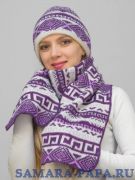 Комплект зимний женский шапка+шарф Зима (Цвет фуксия)