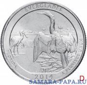 США 1/4 доллара (25 центов, квотер) 2014 D — "Национальный парк Эверглейдс" (25-й парк)