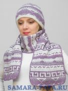 Комплект зимний женский шапка+шарф Зима (Цвет светло-сиреневый)
