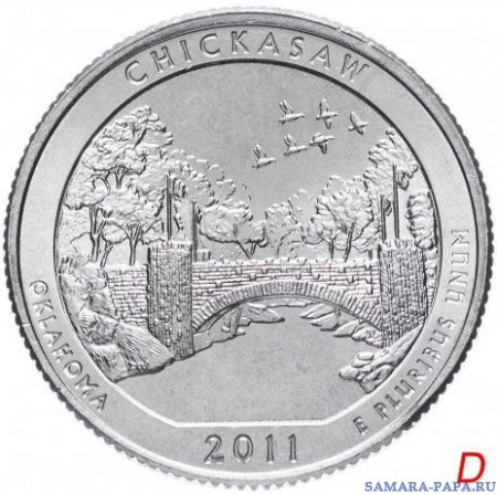 США 1/4 доллара (25 центов, квотер) 2011 D — "Национальная рекреационная зона Чикасо" (10-й парк)