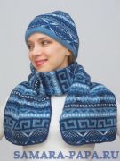 Комплект зимний женский шапка+шарф Зима (Цвет синий)